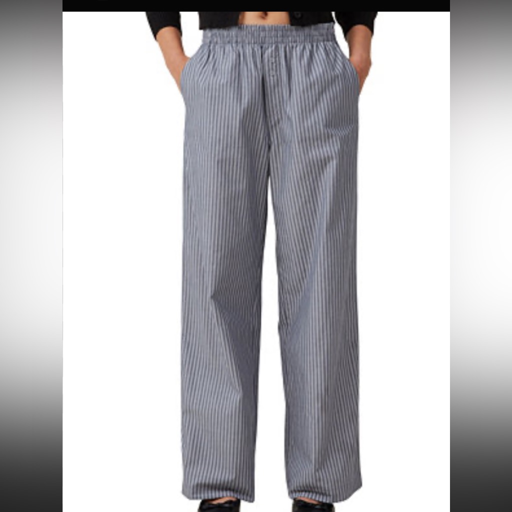 Cotton On Noah Pant Women's Blue & White Pinstripe Wide-Leg Pants Size 8